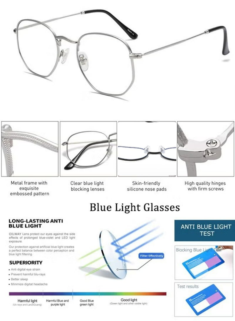 YOUGE 3Pcs Metal Blue Light Glasses for Men Women Square Clear Lens Eyeglasses Anti Blue Light Blocking Eye Glasses for Reading Gaming Computer Phone - Image 2