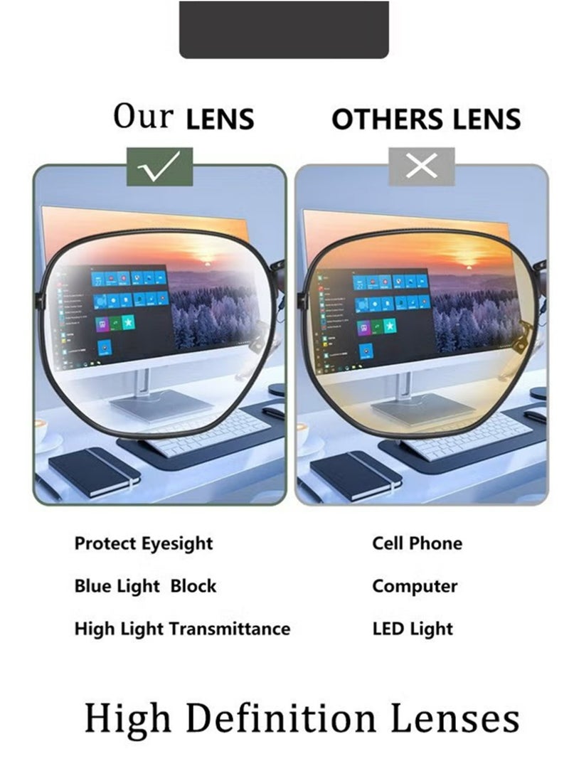 YOUGE 3Pcs Metal Blue Light Glasses for Men Women Square Clear Lens Eyeglasses Anti Blue Light Blocking Eye Glasses for Reading Gaming Computer Phone - Image 3