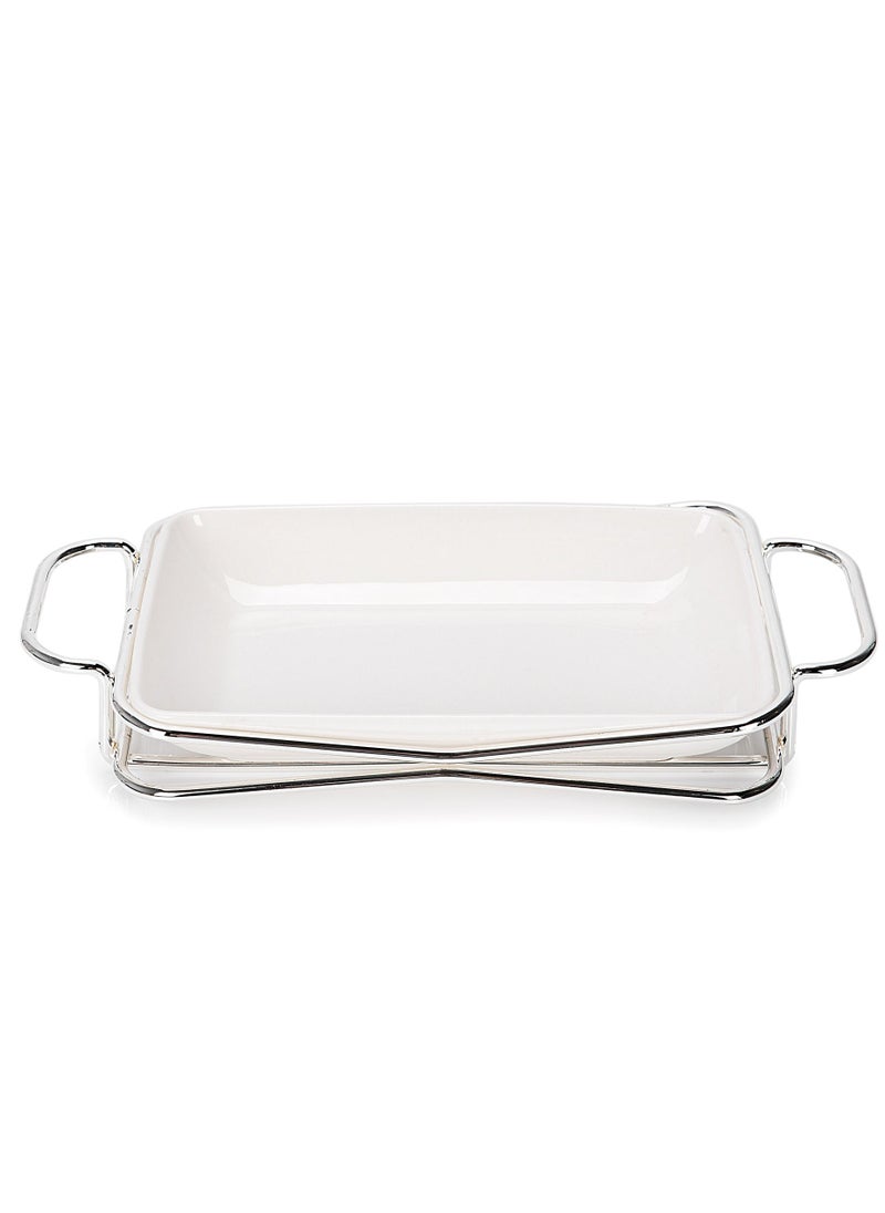 La Mesa RECTANGULAR PLATE WITH STAND SILVER 10"  - Image 2