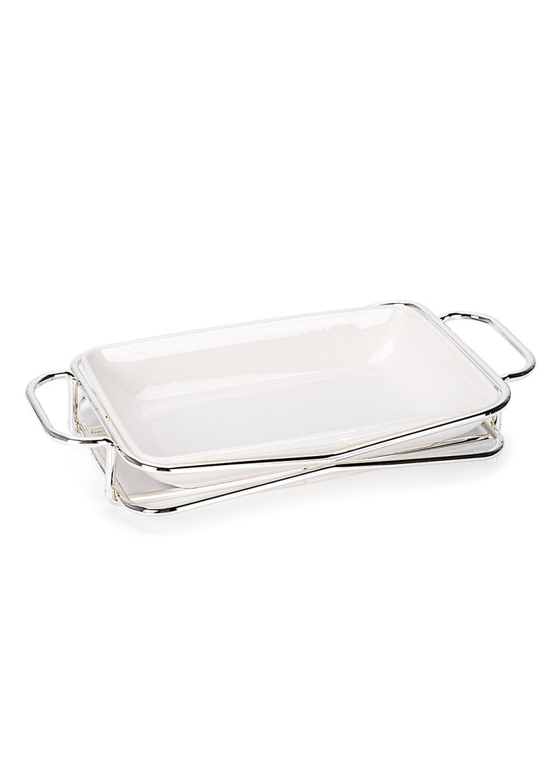 La Mesa RECTANGULAR PLATE WITH STAND SILVER 10"  - Image 1