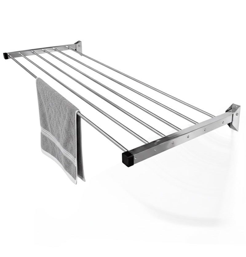 Synergy - 6 Pipes x 2 Feet - Heavy Duty Stainless Steel Wall Mounted Cloth Drying Stand | Cloth Hanging Stand | Clothes Drying Stand for Balcony | Foldable Cloth Hanger for Drying [SY-GL11] - Image 1