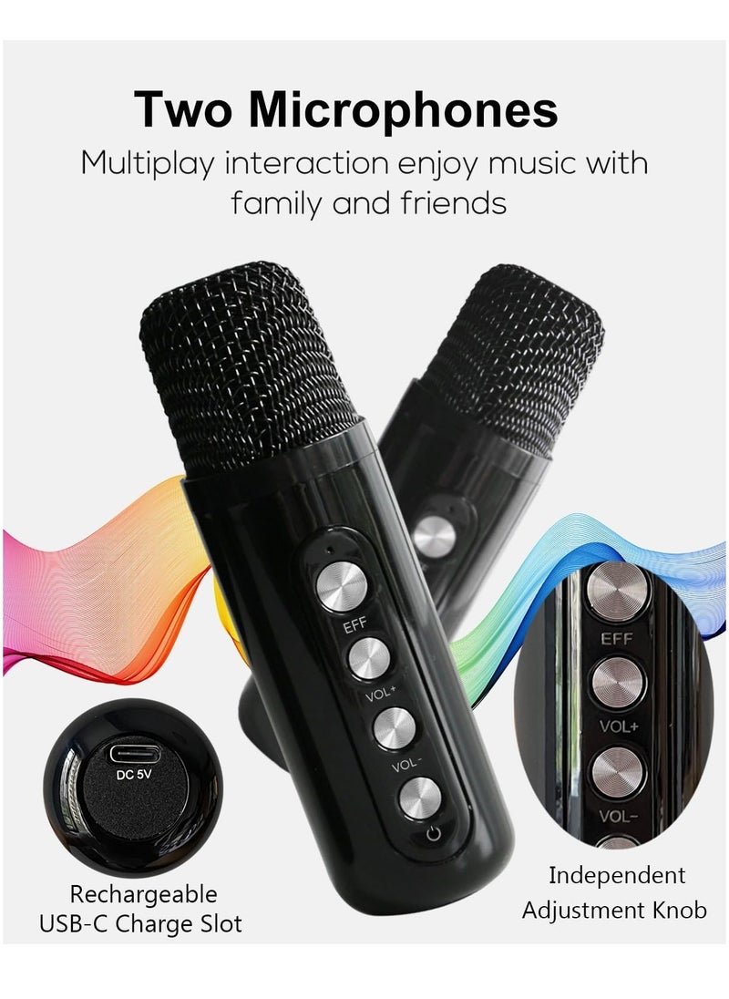 SU.YOSD - NEW Karaoke Machine with 2 Wireless Microphones, Portable Bluetooth Karaoke Set for Children Adults with Voice Changing Effects & LED Lights Boys Girls Gifts Home Party - Image 1