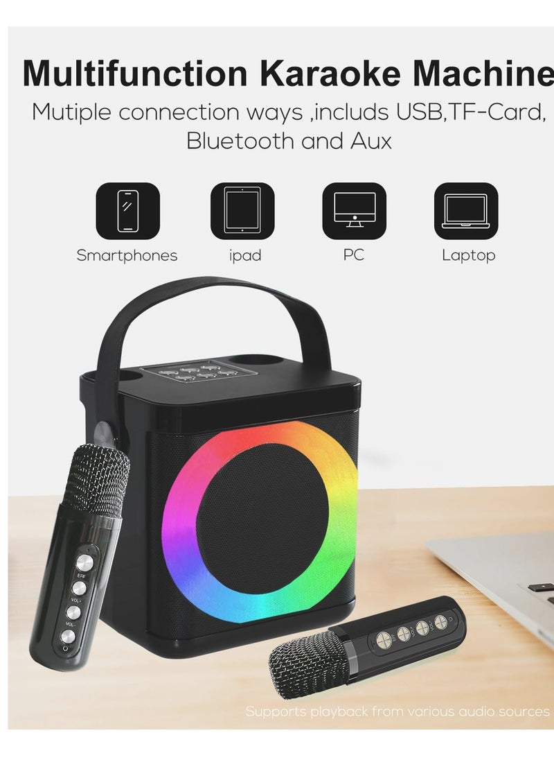 SU.YOSD - NEW Karaoke Machine with 2 Wireless Microphones, Portable Bluetooth Karaoke Set for Children Adults with Voice Changing Effects & LED Lights Boys Girls Gifts Home Party - Image 1