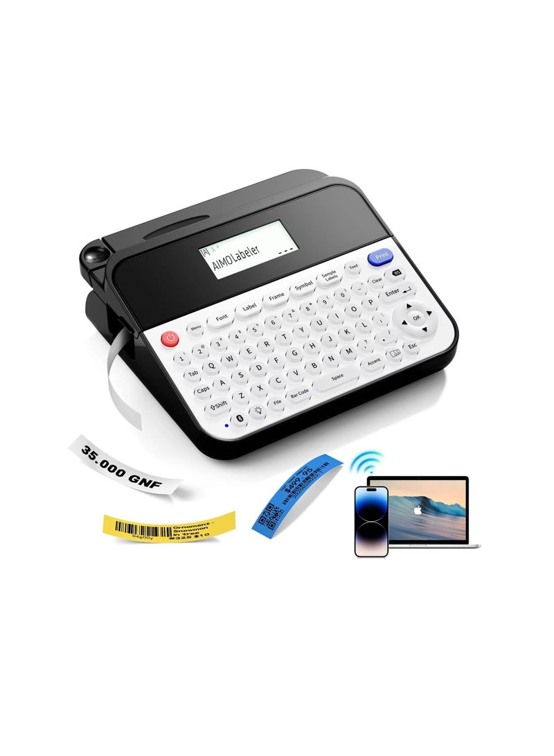 AIMO D480BT ­ Keyboard Label Printer Label Maker Machine with-Tape D480BT Bluetooth Rechargeable Label Maker with . - Image 1