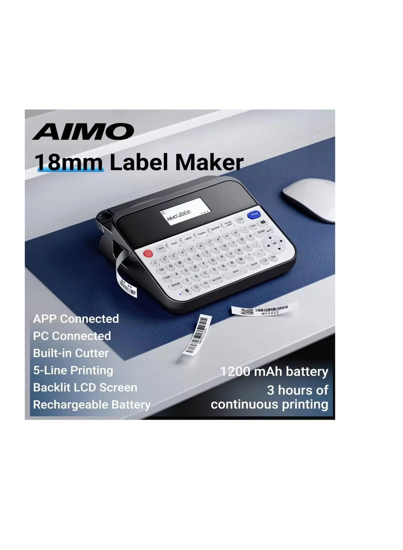 AIMO D480BT ­ Keyboard Label Printer Label Maker Machine with-Tape D480BT Bluetooth Rechargeable Label Maker with . - Image 2
