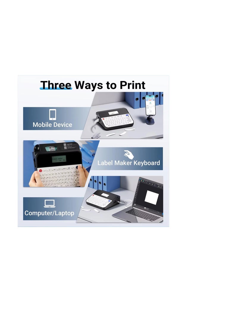 AIMO D480BT ­ Keyboard Label Printer Label Maker Machine with-Tape D480BT Bluetooth Rechargeable Label Maker with . - Image 4