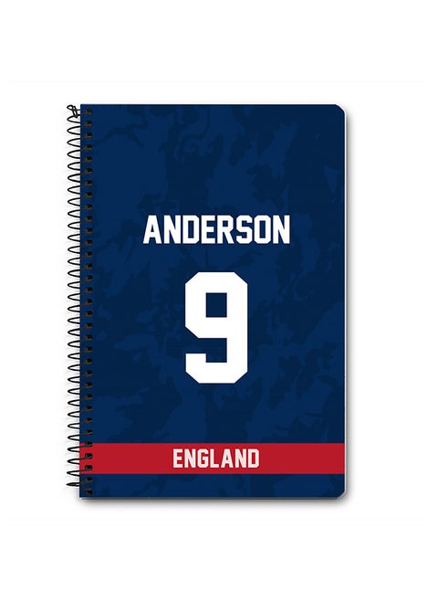 Designer A5 Spiral Notebook Memo Notepad Journal Player - James Anderson, Jersey Number -9