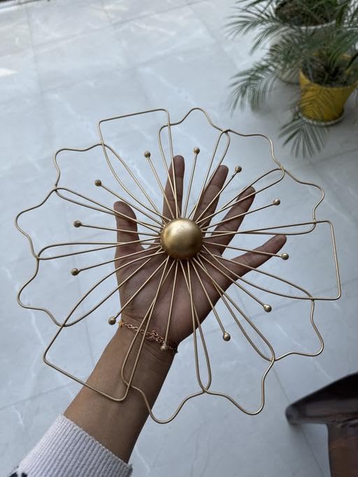 Bee Creative Gold Metal Wall Decor Three Piece Wall Art Metal Flower Wall Decor Sculpture For Living Room Bedroom Elegant Floral Hanging Home Decor (CIRCLE-WALL ART SET 3) - Image 3
