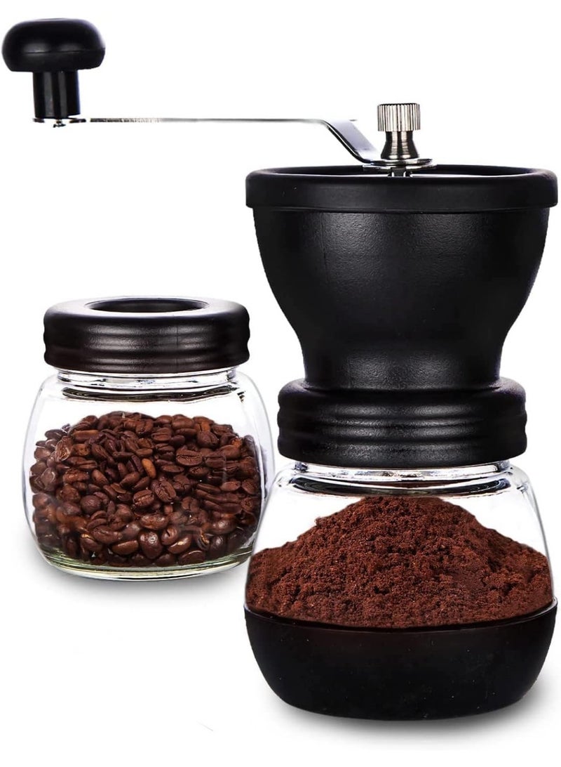 كيلا مطحنة قهوة يدوية، مطحنة توابل يدوية، برطمانات زجاجية، نتوءات سيراميك، طحن قابل للتعديل، سهلة التنظيف، تصميم محمول صغير الحجم، مجموعة من 3 قطع، فولاذ - Image 1