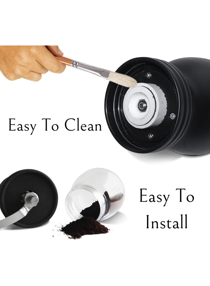 كيلا مطحنة قهوة يدوية، مطحنة توابل يدوية، برطمانات زجاجية، نتوءات سيراميك، طحن قابل للتعديل، سهلة التنظيف، تصميم محمول صغير الحجم، مجموعة من 3 قطع، فولاذ - Image 3