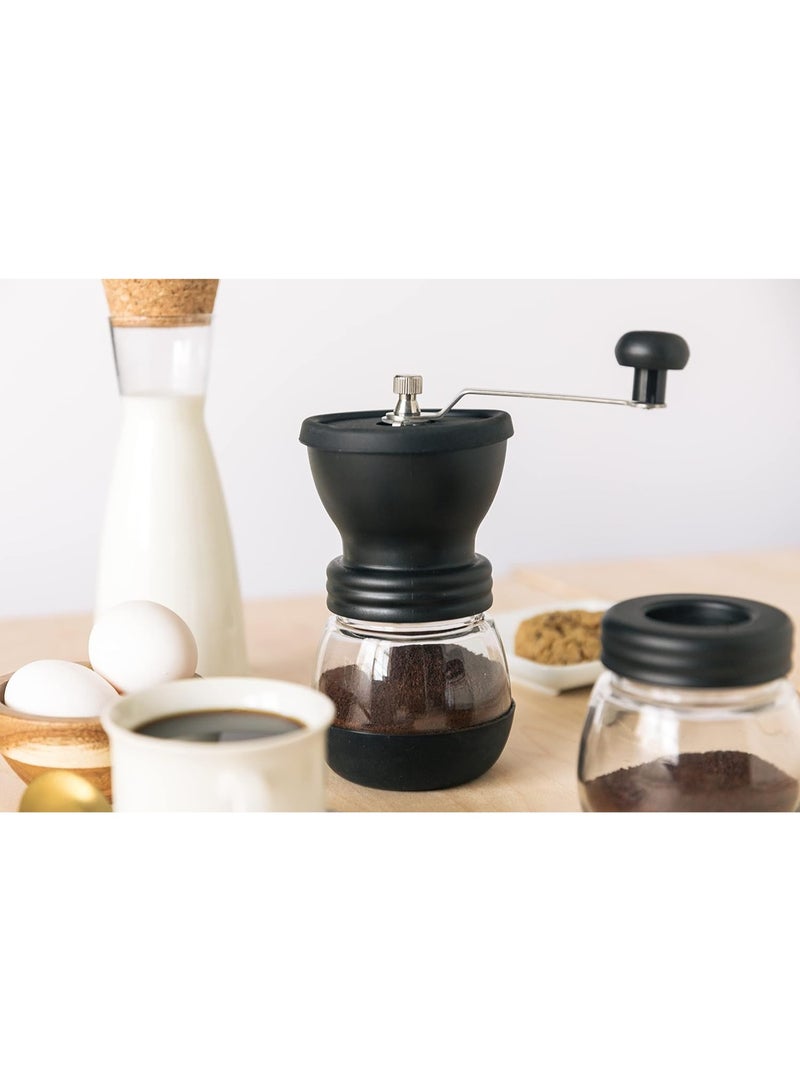 كيلا مطحنة قهوة يدوية، مطحنة توابل يدوية، برطمانات زجاجية، نتوءات سيراميك، طحن قابل للتعديل، سهلة التنظيف، تصميم محمول صغير الحجم، مجموعة من 3 قطع، فولاذ - Image 5
