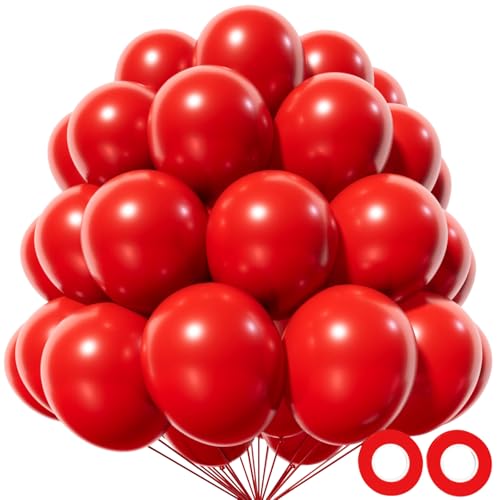 KAWKALSH Red Balloon 110pcs 12 Inch Thickened Red Latex Helium Balloons for Graduation Wedding Independence Day Valentines Day Memorial Day Christmas Engagement Birthday Party Decorations - Image 1