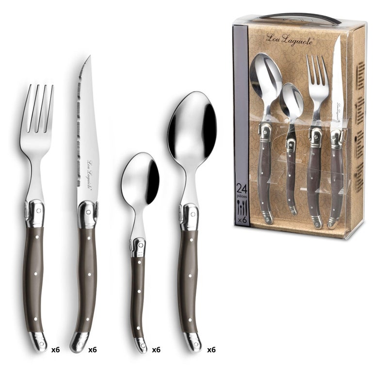 Amefa طقم أدوات المائدة الفولاذية المقاوم للصدأ من لو لاغويل التقليدي 24 قطعة