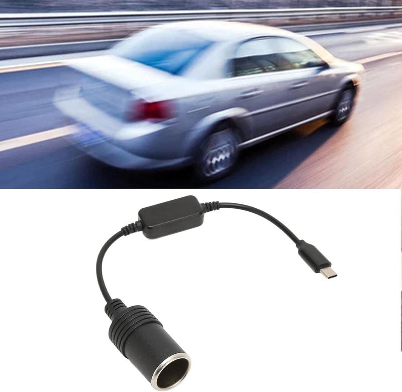 جياو محول طاقة من USB-C بجهد 5 فولت إلى مقبس ولاعة السجائر بجهد 12 فولت، كابل تمديد بطول 11.8 بوصة - Image 2