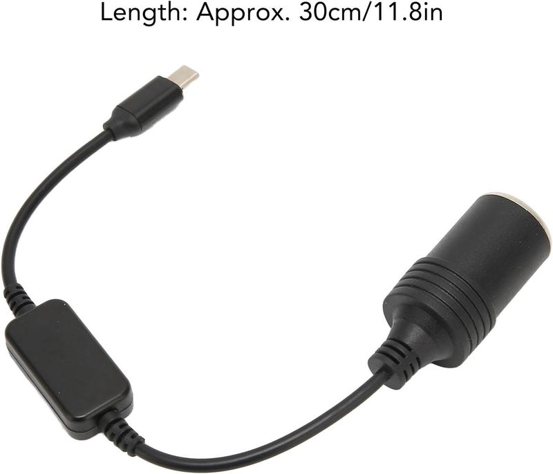 جياو محول طاقة من USB-C بجهد 5 فولت إلى مقبس ولاعة السجائر بجهد 12 فولت، كابل تمديد بطول 11.8 بوصة - Image 4