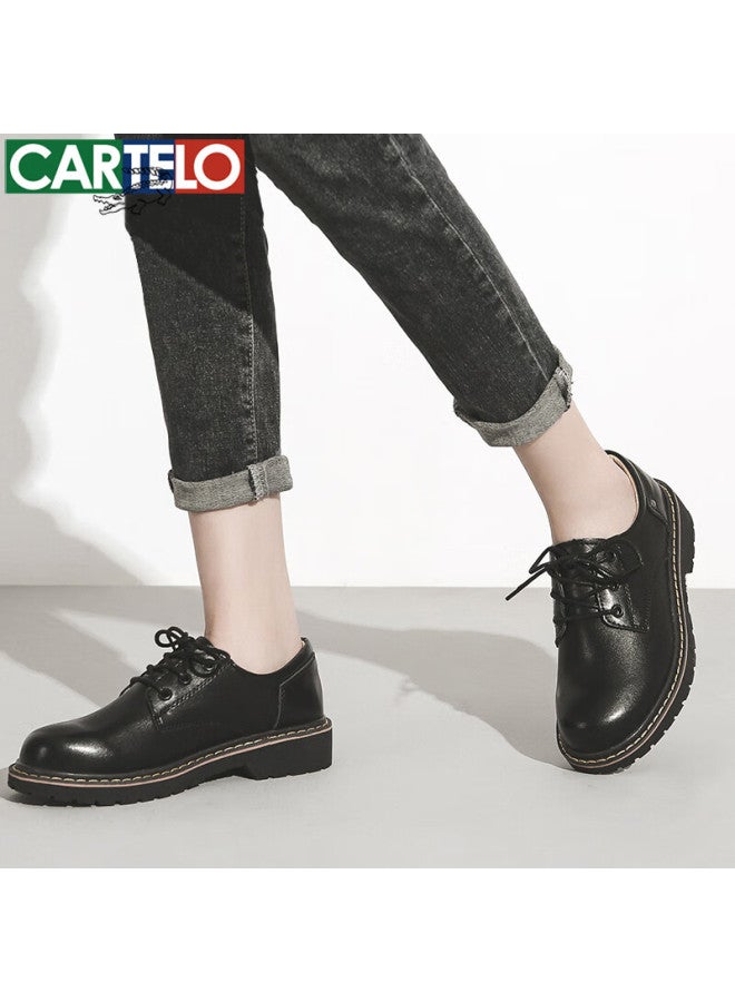 Cartelo British Style Retro Small Leather Shoes Women's Strap Single Shoes Kdlyj-wf031 Black 36 - Image 2