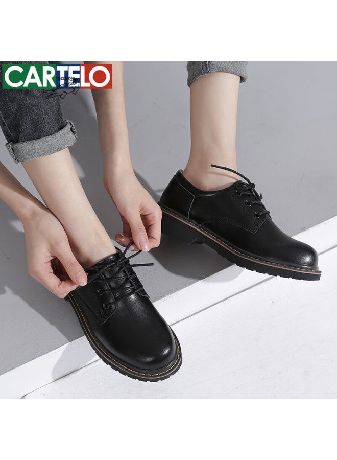 Cartelo British Style Retro Small Leather Shoes Women's Strap Single Shoes Kdlyj-wf031 Black 36 - Image 3