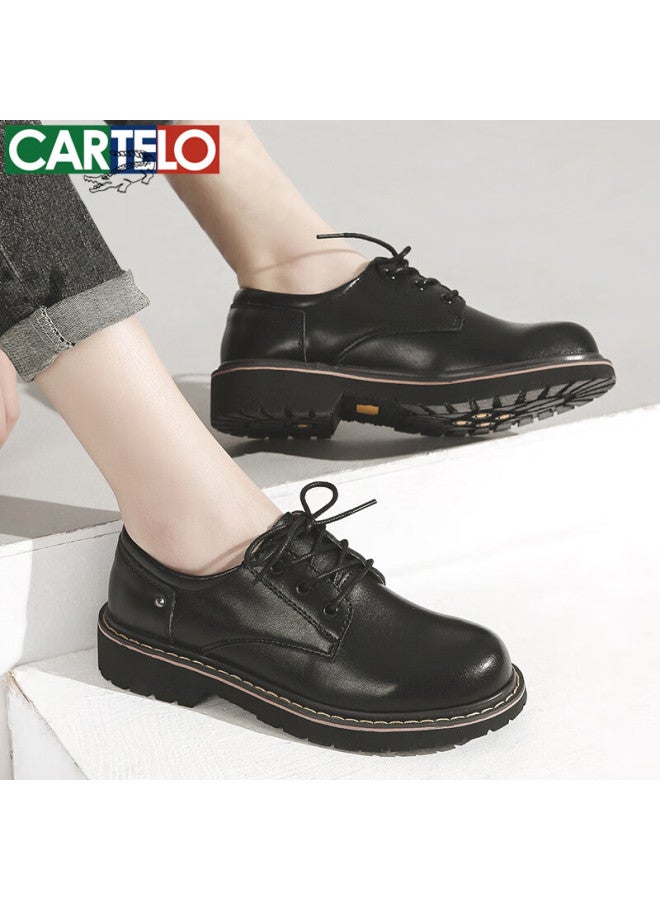 Cartelo British Style Retro Small Leather Shoes Women's Strap Single Shoes Kdlyj-wf031 Black 36 - Image 5