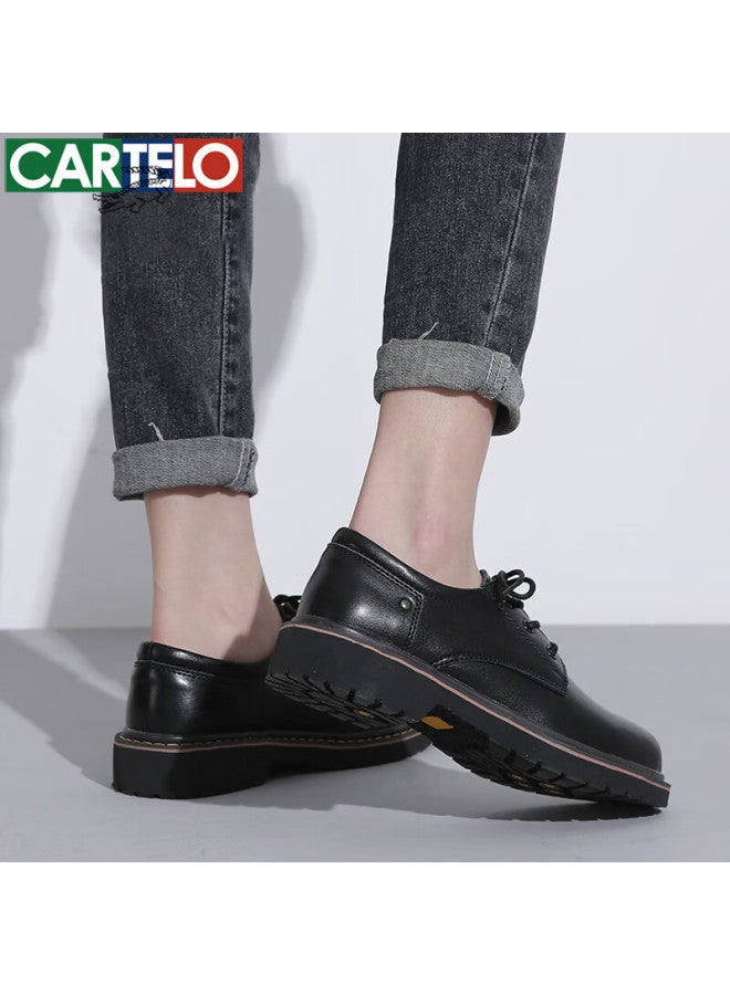 Cartelo British Style Retro Small Leather Shoes Women's Strap Single Shoes Kdlyj-wf031 Black 36 - Image 4