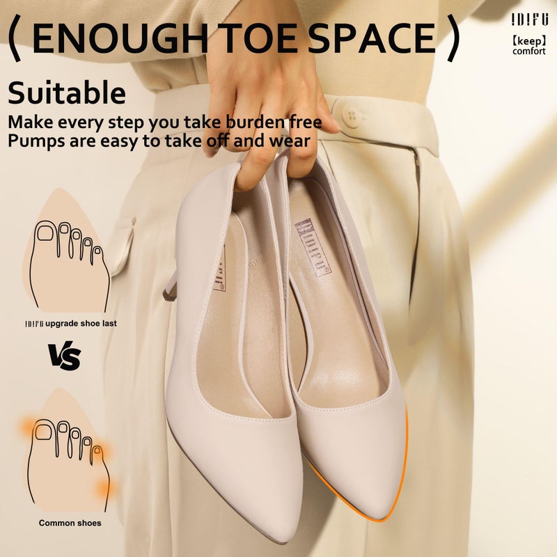 IDIFU Nude High Heels Pumps Closed Toe Heels Women's Pumps Stiletto Pointed Toe Dress Shoes Wedding Prom Bridal Work Office Bride Trendy Dressy Comfortable Classic Pumps Shoes(Nude Nubuck,7) - Image 4