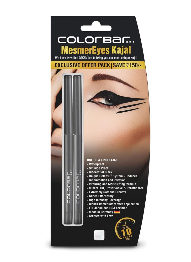 Colorbar Cosmetics MesmerEyes Kajal Duo Black 070g Pack of 2 Lasts Upto 10 Hours Nourishing Waterproof  - Image 1