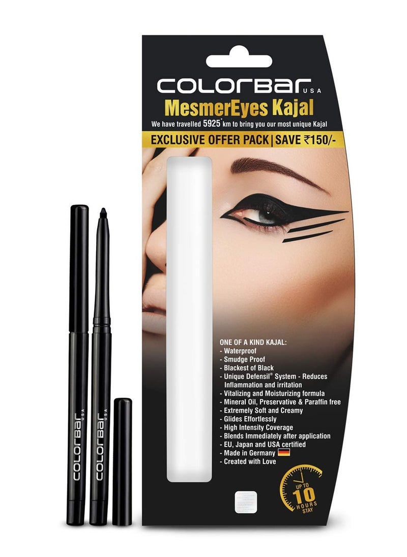 Colorbar Cosmetics MesmerEyes Kajal Duo Black 070g Pack of 2 Lasts Upto 10 Hours Nourishing Waterproof  - Image 3