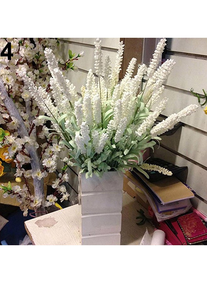 NIBEMINENT 12 Heads Artificial Lavender Flower Bouquet White 51centimeter