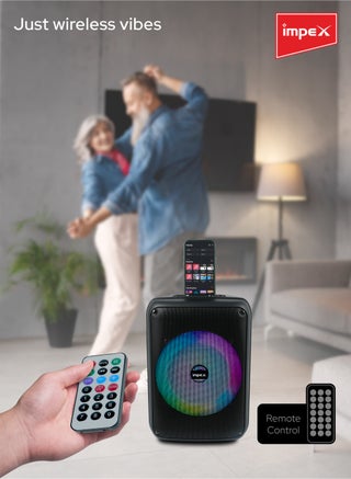 Portable Trolley Speaker | 8-Inch Bluetooth Karaoke Party Speaker with LED Display | 800W PMPO PA System with Wireless Mic, LED Lights, TWS, BT/FM/USB/TF/AUX | 1800 mAh Rechargeable Battery & Type-C Charging | TS 4001A black - view 5