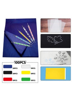 Oubaka 100 Sheets Carbon Transfer Paper Tracing Paper Carbon Graphite Copy Paper With 5 Pieces Embossing Styluses Stylus Dotting Tools For Wood Paper Canvas And Other Art Surfaces 8.3 X 11.7Inch  - Image 2