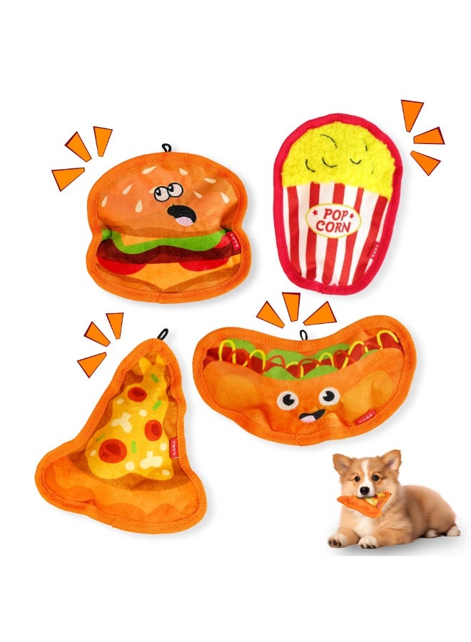 general 4 Pack No Stuffing Squeaky Dog Toys – Crinkle Plush Chew Toys for Small Medium Large Dogs – Interactive Food-Shaped Toys with Squeakers for Boredom, Teething, and Training - Image 1