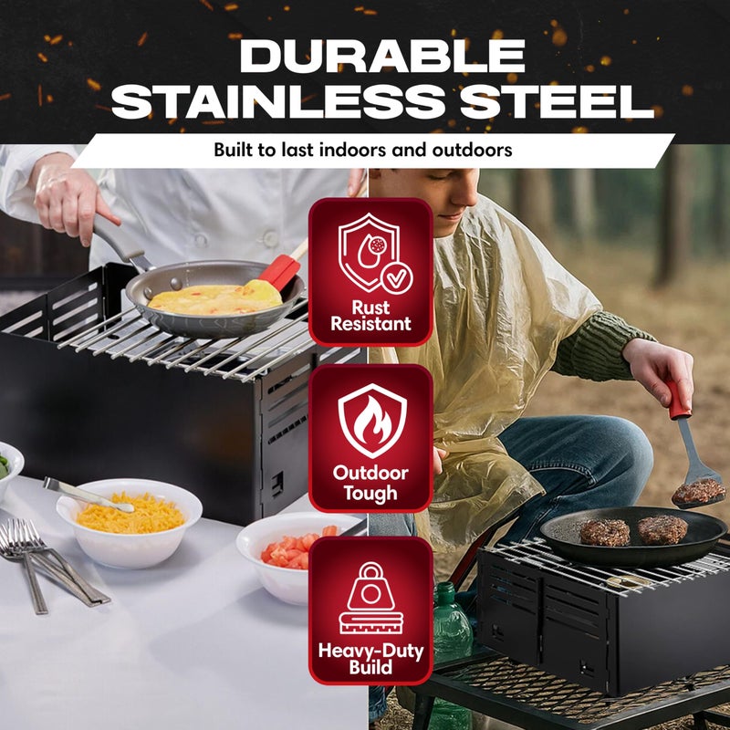 Chef-Master Chef Master Butane Stove Cover - Universal Fit for Any Standard Size - Premium Black Steel Collapsible Camp Wind Guard - Camping Windscreen & Grill Wind Blocker Panel - Outdoor Cooking Accessory 90278 - Image 5