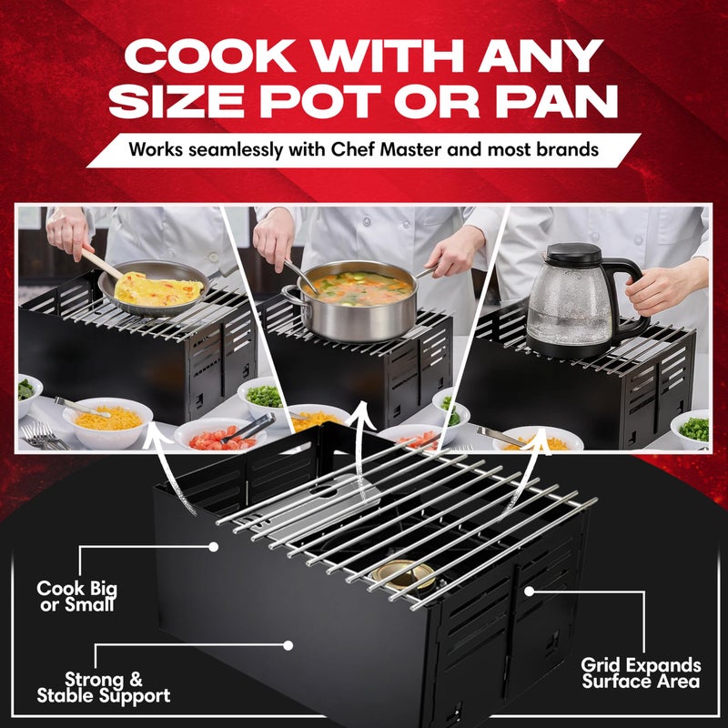 Chef-Master Chef Master Butane Stove Cover - Universal Fit for Any Standard Size - Premium Black Steel Collapsible Camp Wind Guard - Camping Windscreen & Grill Wind Blocker Panel - Outdoor Cooking Accessory 90278 - Image 4
