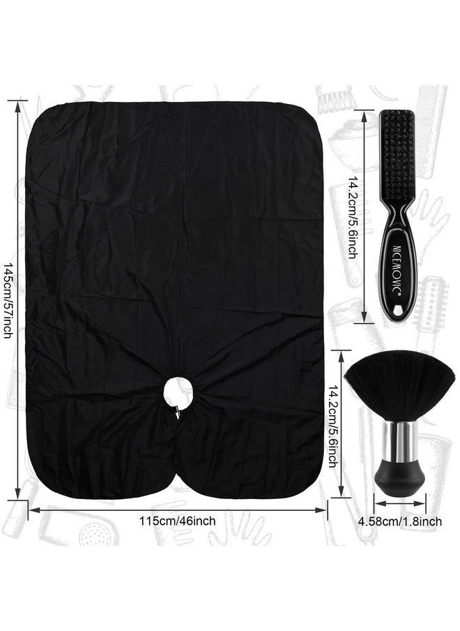 NICEMOVIC NICEMOVIC Hair Cutting Barber Cape with Neck Duster Brush and Barber Brush, Professional Barber Accessories Cleaning Supplies for Salon Haircut Styling (Black)  - Image 2
