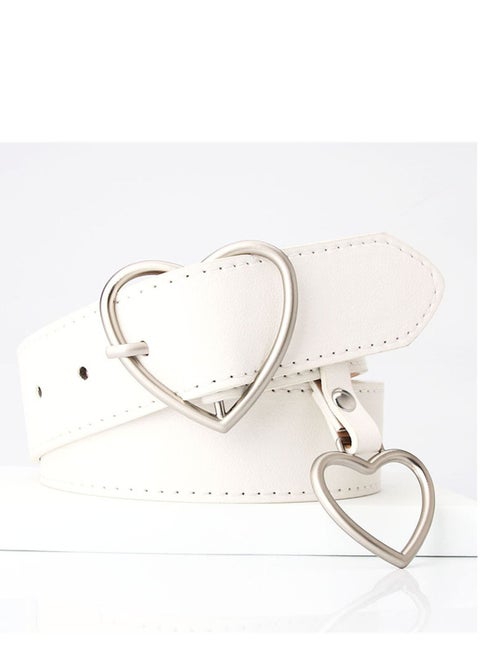 Trend All Kinds Of Love Buckle Fashion Ladies Belt 105cm White
