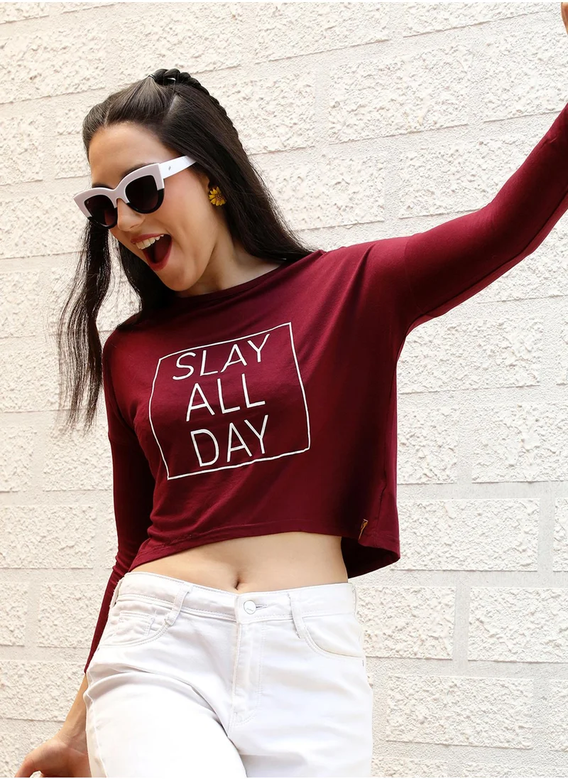 بينيا كولادا Women's Maroon Red Slay All Day Top