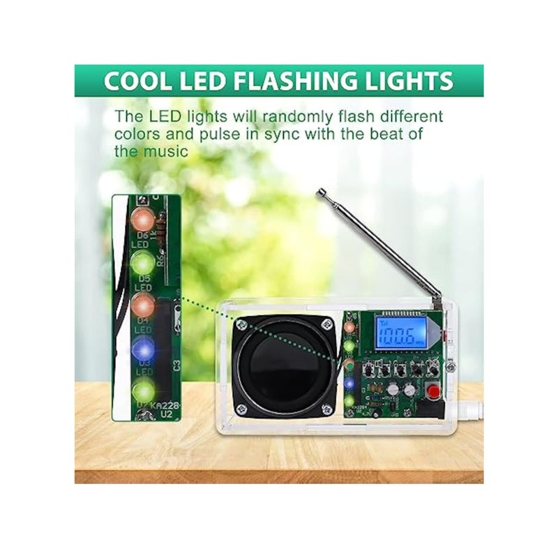 SOLARAE Soldering Project Radio, FM Radio Kit, Radio Assembly Kit, with LED Flashing Light, DIY Radio Kit with Headphone Jack LCD Display, Soldering Practice Kit FM 76-108MHz, Learning Teaching STEM Education - Image 4