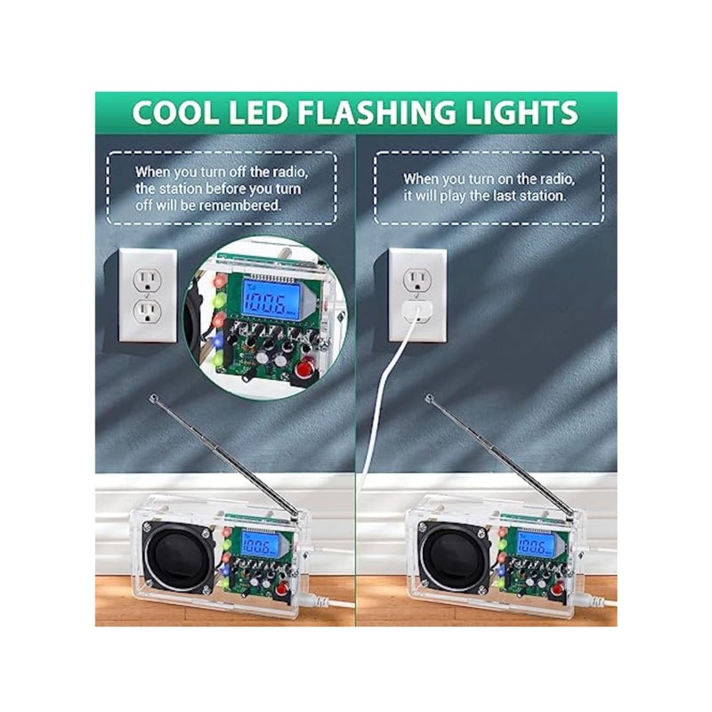 SOLARAE Soldering Project Radio, FM Radio Kit, Radio Assembly Kit, with LED Flashing Light, DIY Radio Kit with Headphone Jack LCD Display, Soldering Practice Kit FM 76-108MHz, Learning Teaching STEM Education - Image 5