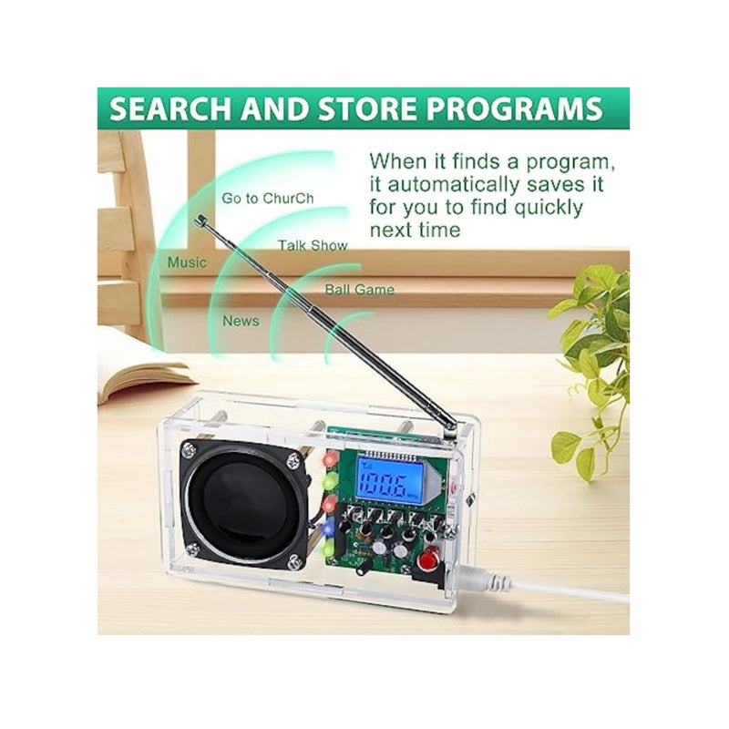 SOLARAE Soldering Project Radio, FM Radio Kit, Radio Assembly Kit, with LED Flashing Light, DIY Radio Kit with Headphone Jack LCD Display, Soldering Practice Kit FM 76-108MHz, Learning Teaching STEM Education - Image 3
