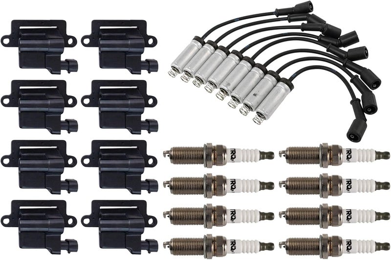 TRQ 17 Piece Ignition Kit with Ignition Coils, Spark Plugs, and Wire Set for Cadillac, Chevrolet, GMC, Hummer, and Isuzu - Image 3