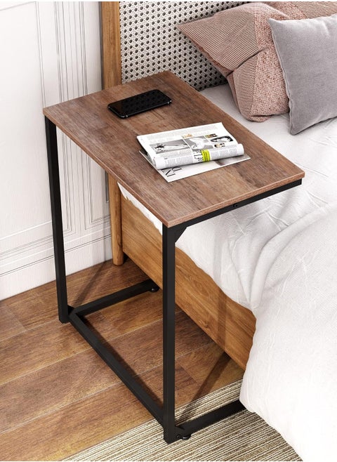Redriver Sofa Side Table Couch End: C Shaped Table That Slide Under for Small Spaces Bedside Living Room - Narrow C Tray Laptop Snack Coffee Drink
