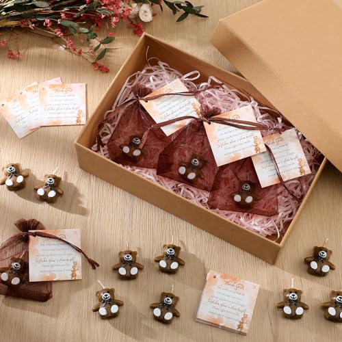 MTLEE 20 Set Bear Shaped Candles Baby Shower Favors 20 Bear Candles for Guests with 20 Thank Tags and 20 Return Gift Bags for Bear Party Supplies Decorations - Image 5