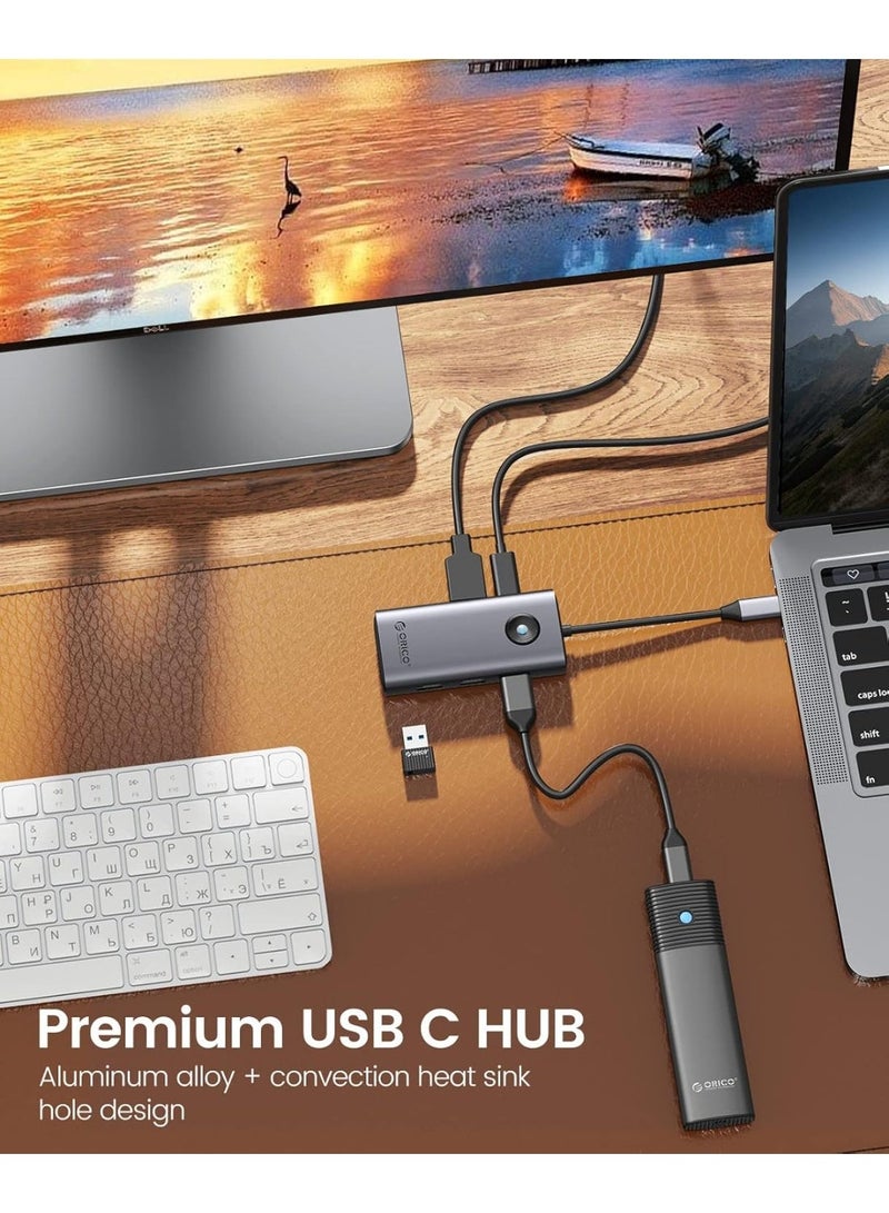 أوريكو محطة إرساء ORICO USB-C، موزع USB-C 3 في 1 مع 3 منافذ USB 3.0، منفذ USB-C، منفذ HDMI (4K@30Hz)، طاقة PD100 واط لأجهزة MacBook/Lenovo/HP/Dell/Surface - Image 2