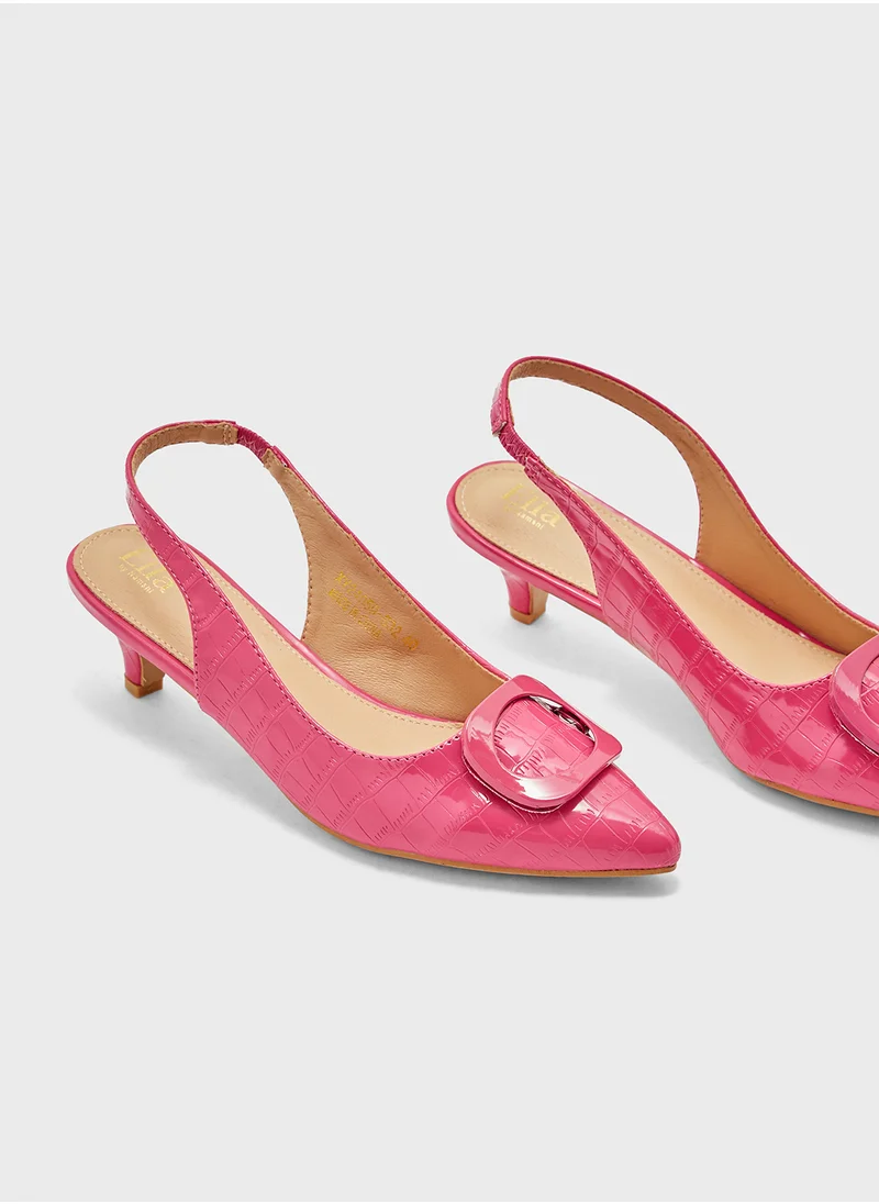 ELLA Trim Detail Croc Sling Back Pump