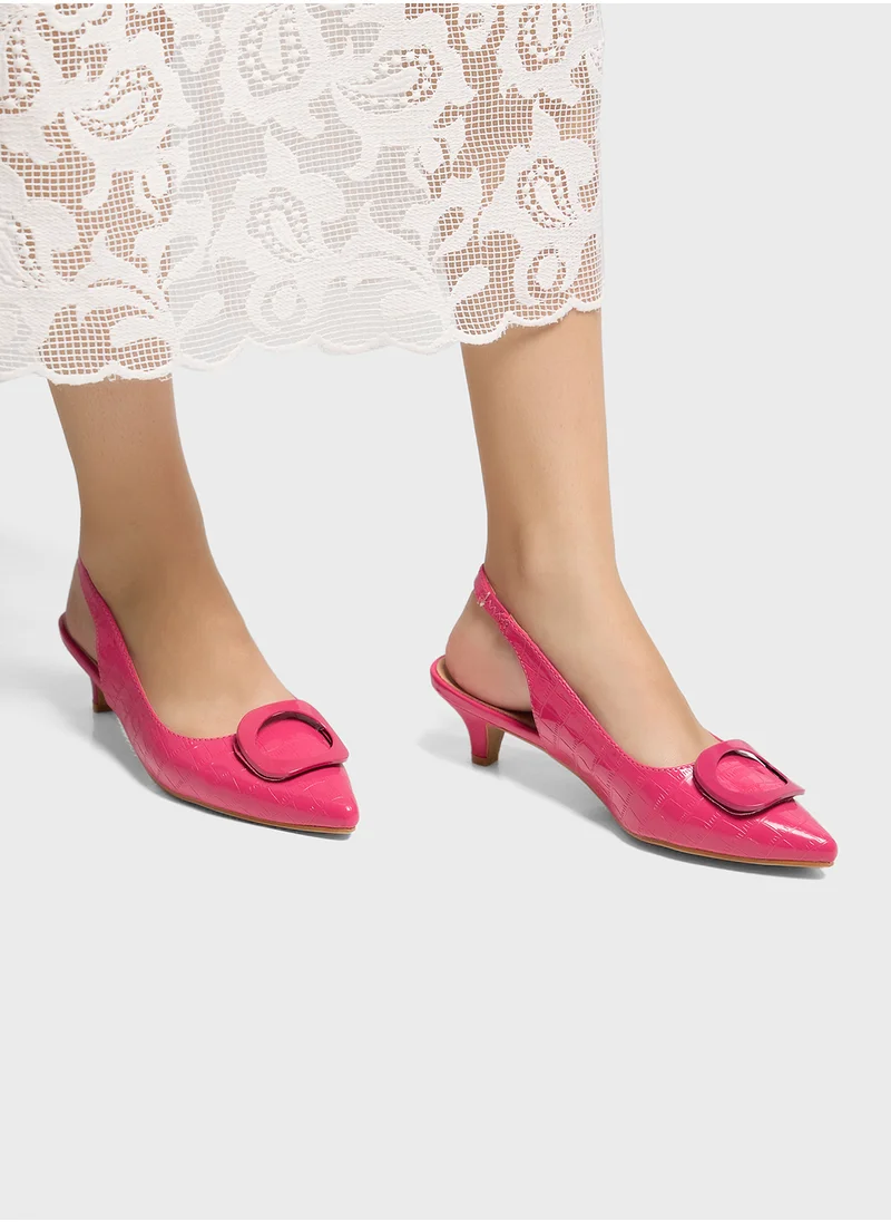ELLA Trim Detail Croc Sling Back Pump