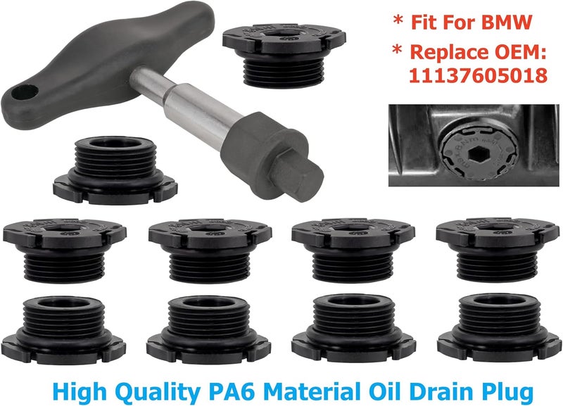 Dsnaduo 10 PCS Engine Oil Pan Drain Plug Replacement with Removal Tool for BMW - Image 4