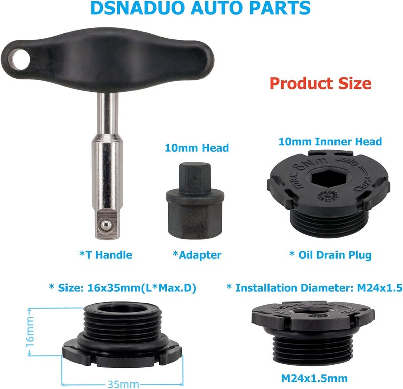 Dsnaduo 10 PCS Engine Oil Pan Drain Plug Replacement with Removal Tool for BMW - Image 3