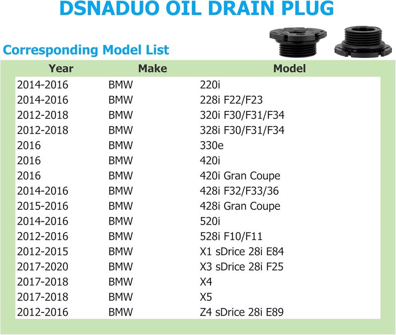 Dsnaduo 10 PCS Engine Oil Pan Drain Plug Replacement with Removal Tool for BMW - Image 5