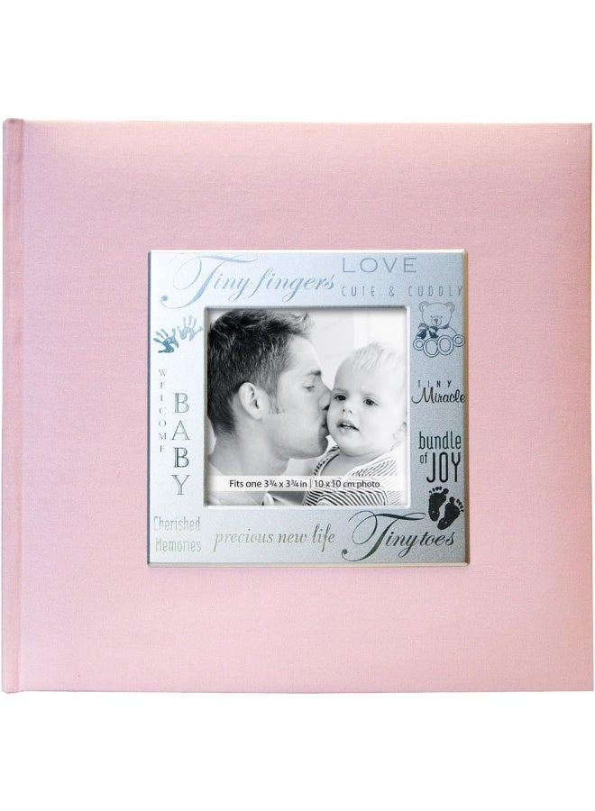 MCS 200-Pocket Fabric Baby 4x6 Photo Album with Writing Space, 8.5 x 8.5 Inches, Baby Pink - Image 1