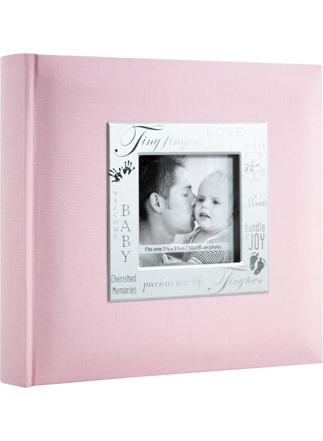 MCS 200-Pocket Fabric Baby 4x6 Photo Album with Writing Space, 8.5 x 8.5 Inches, Baby Pink - Image 2