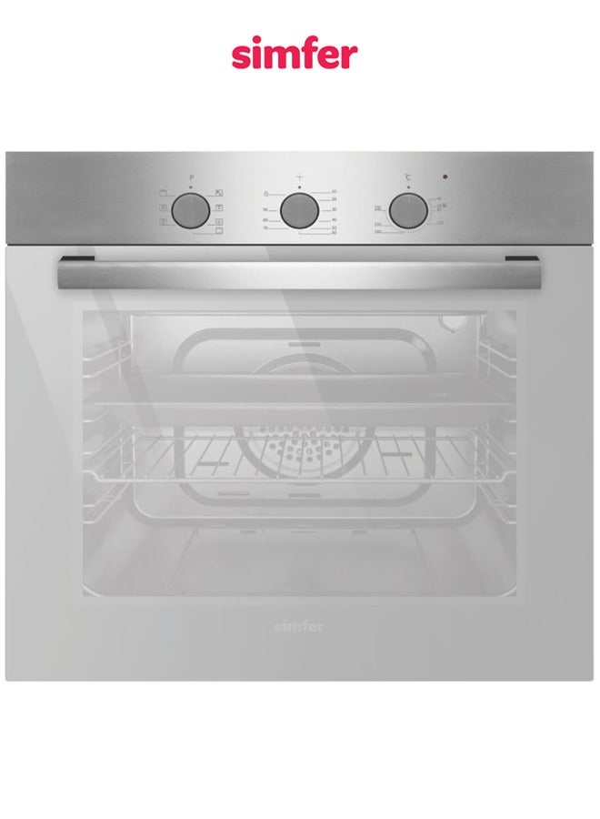سيمفير فرن كهربائي مدمج 60 سم، سعة 104 لترات، 7 وظائف، مع نظام مروحة - فضي | B6006EERF - Image 1